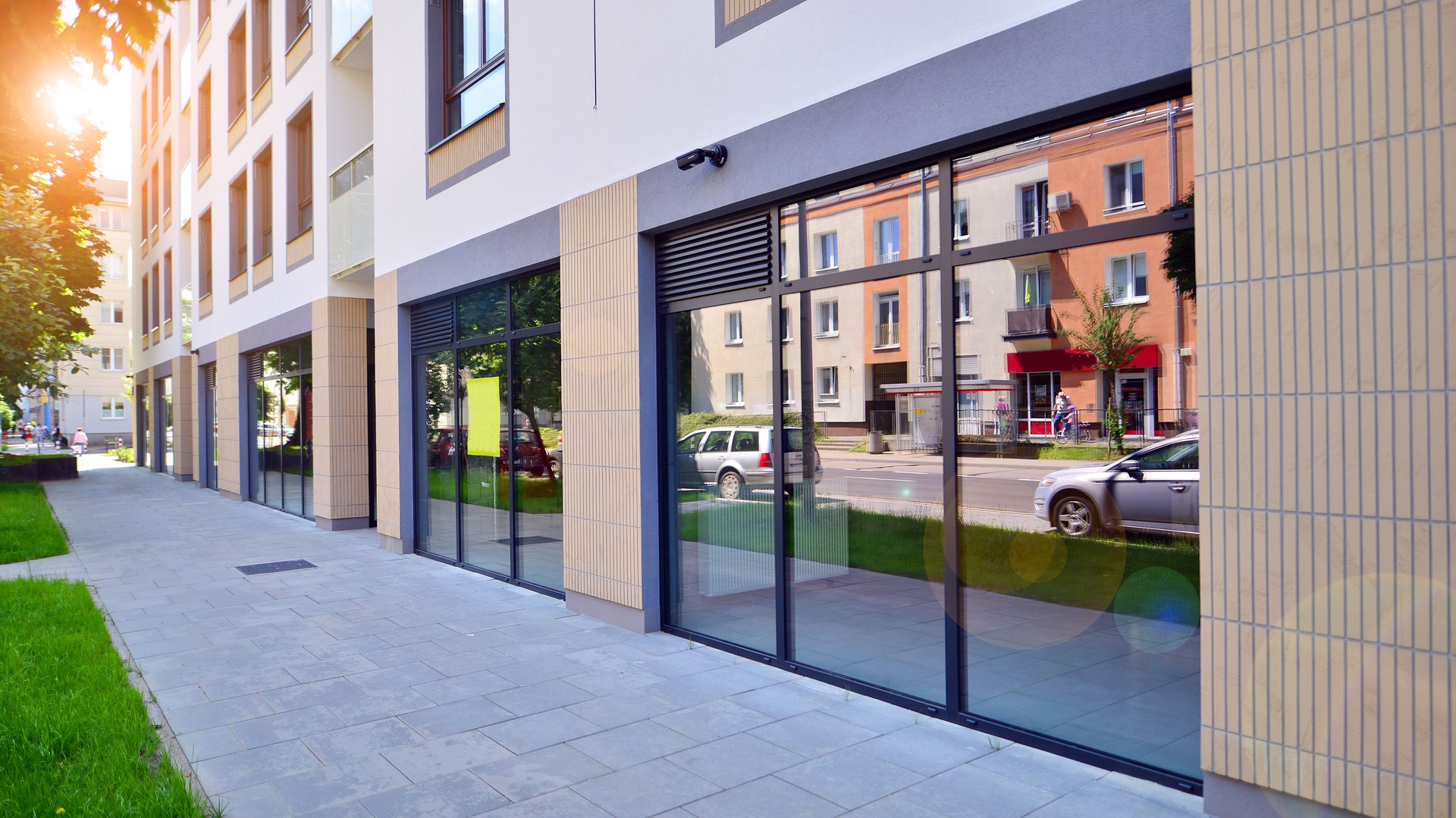 Panoramic windows of new commercial premises.